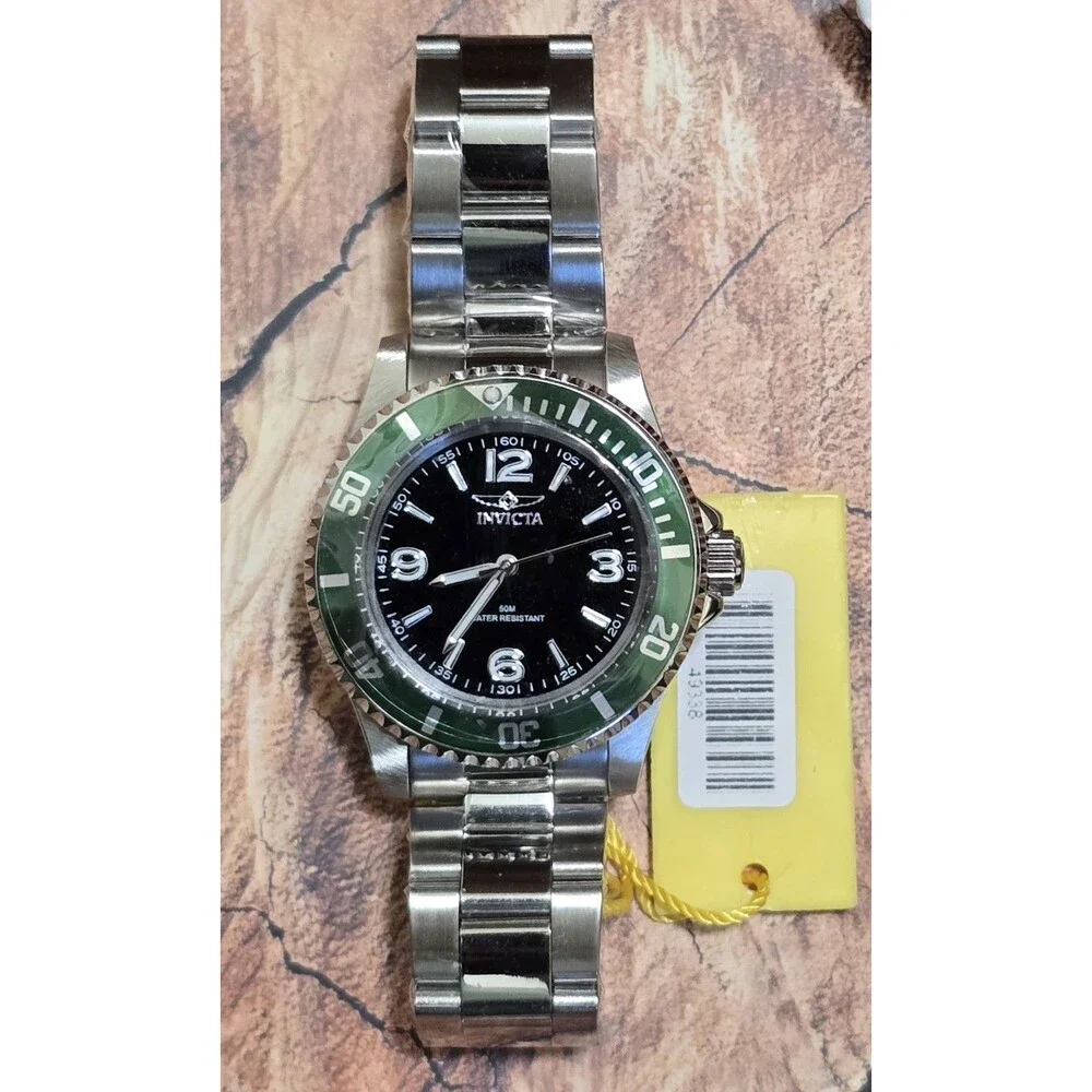 Invicta Specialty Rowan Men's Watch 40mm Black Dial Green Bezel Steel 49338 New